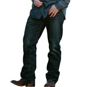 Stetson 1312 Modern Straight Leg Jeans Men 38x34 Dark Boot Cut Pieced Pocket